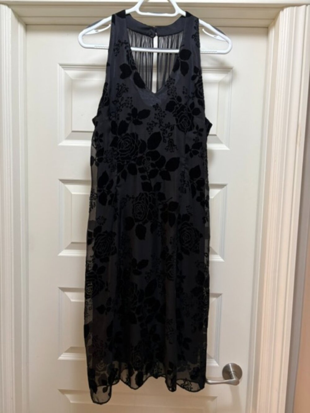 Pretty Black Party Dress with  Rose Design